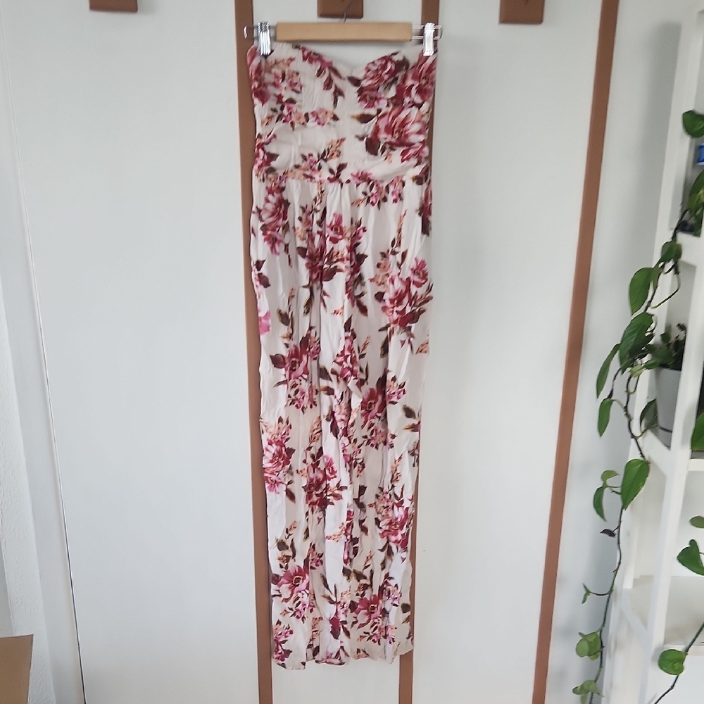 As U Wish Pink and White Floral Jumpsuit